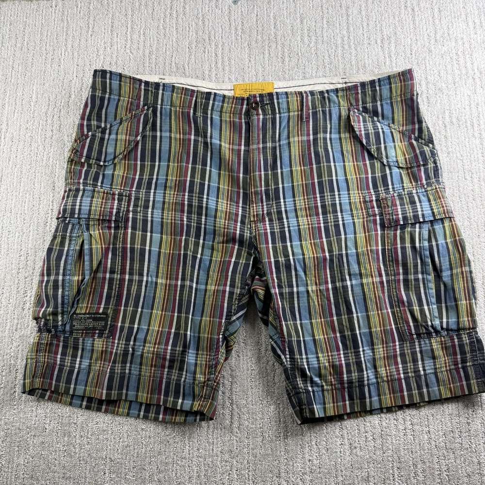 Polo Ralph Lauren Vintage Utility Cargo Military Shorts Plaid Size 44B